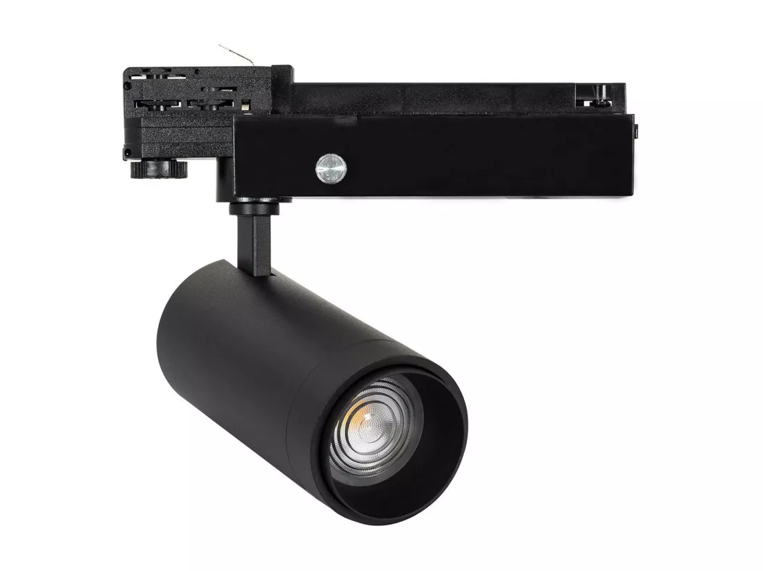 Spot LED sur Rail Triphasé 30W Dimmable Wolf Multiangle 15-60º Noir 3000K Blanc chaud