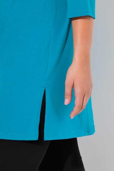 Longshirt, A-Linie, V-Ausschnitt, 3/4-Arm