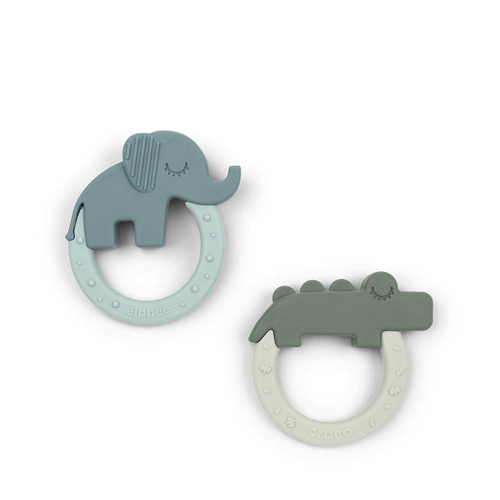bijtring Deer friends Green/Blue 2 stuks