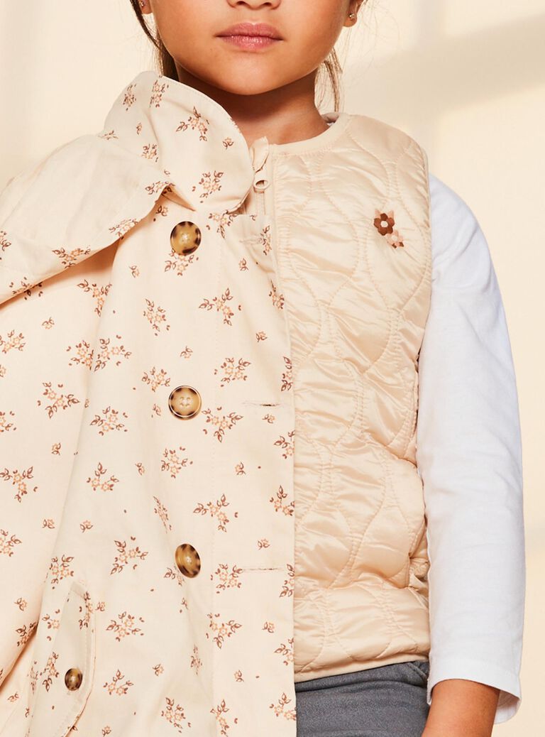 Parka beige 3 en 1 à fleurs