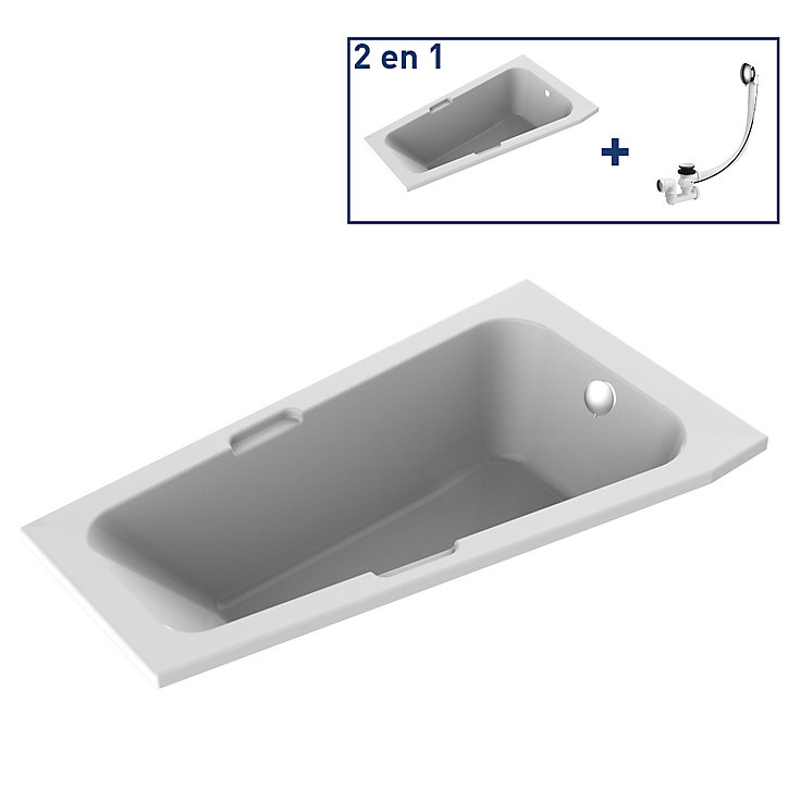 Baignoire asymétrique angle droit Chaloop 160 x 90 cm sans tablier Valentin
