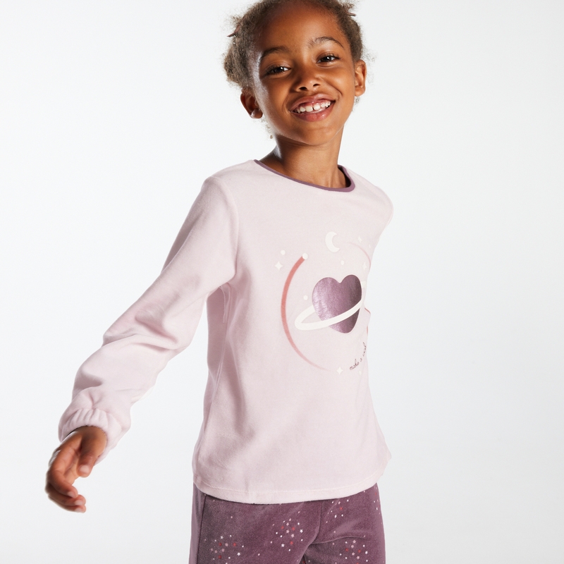 Pyjama 2 pièces à motif phosphorescent rose fille