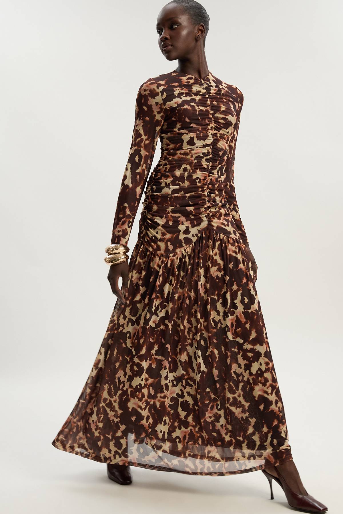 KarenMillen Robe Longue en Maille à Imprimé Léopard
