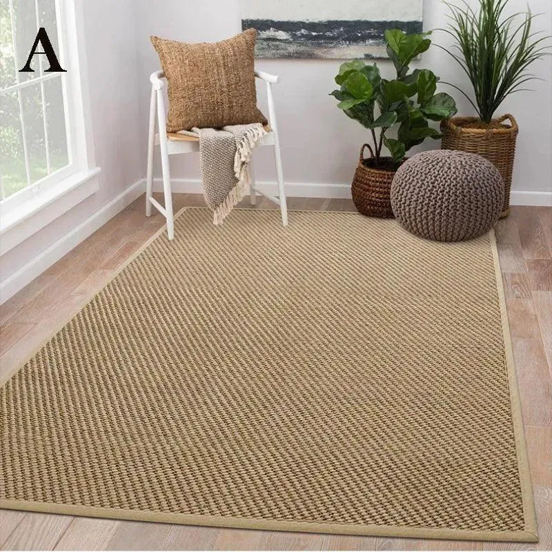 Natural Jute Hand Woven Home Decor Rug Carpet | Modern Neutral Brown Soft Comfortable Mat