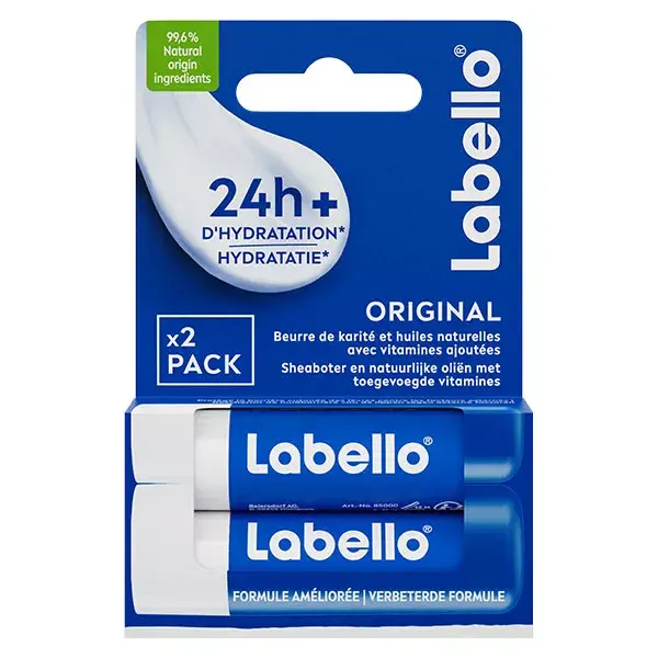 Labello Batom Hidratante Labial com Óleos Naturais - Pacote Original com 2 unidades de 4,8g