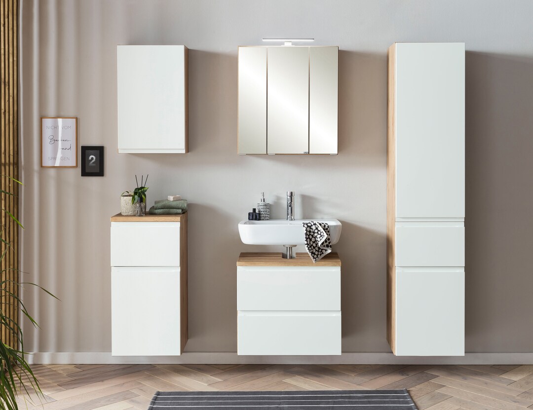 Waschtischkombination Gent weiß/braun B/H/T 60x200x35 cm