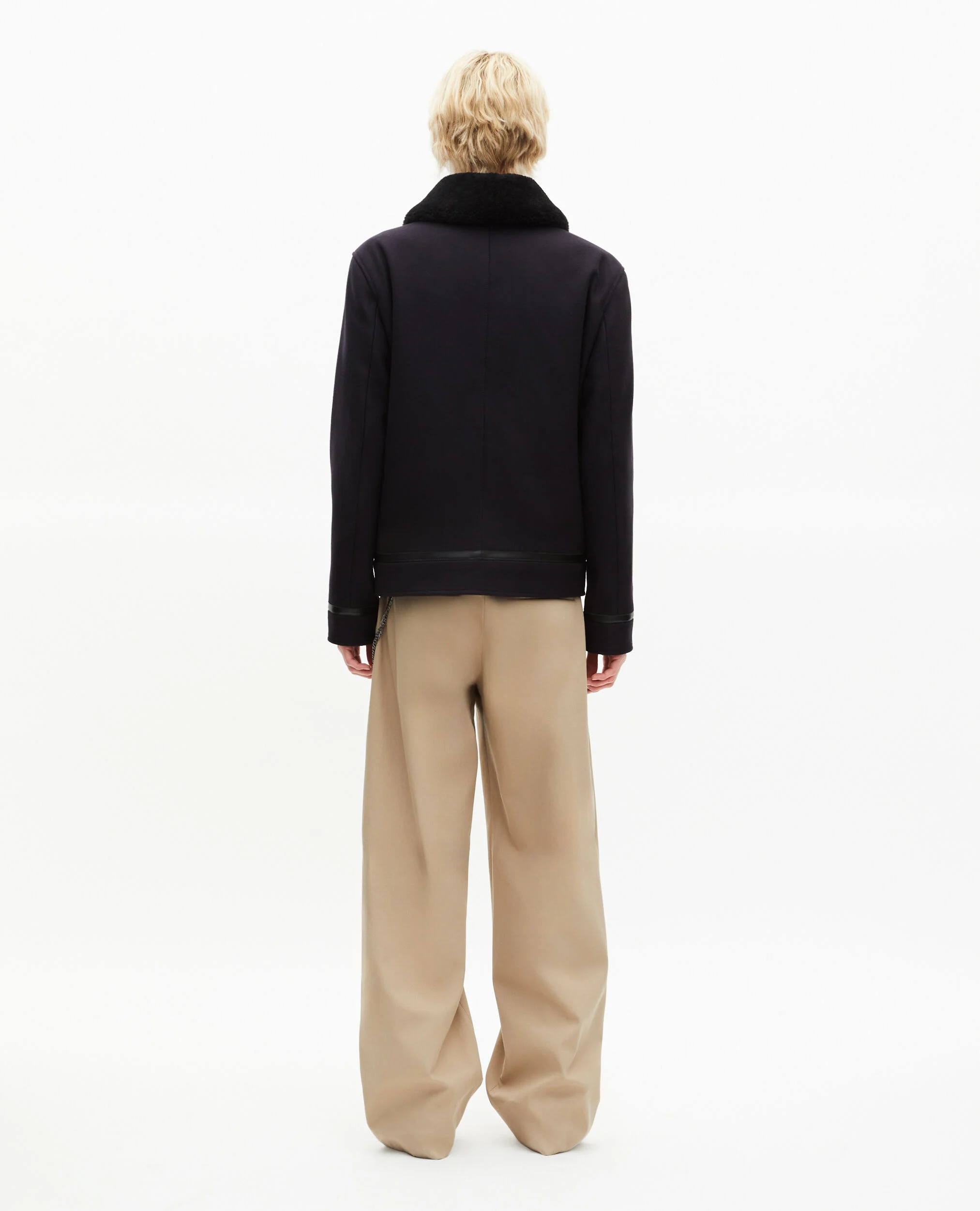 Blouson en laine avec col sherpa marine