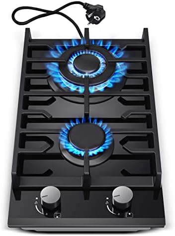 TopStrong Plaque de Cuisson Gaz 4 Feux, 60cm Plaque Gaz 4 Feux avec Sécurité Thermocouple, Cuisinière Encastrable, Naturel/Propane, 8060W, 220 240 V, Verre Noir : Gros électroménager