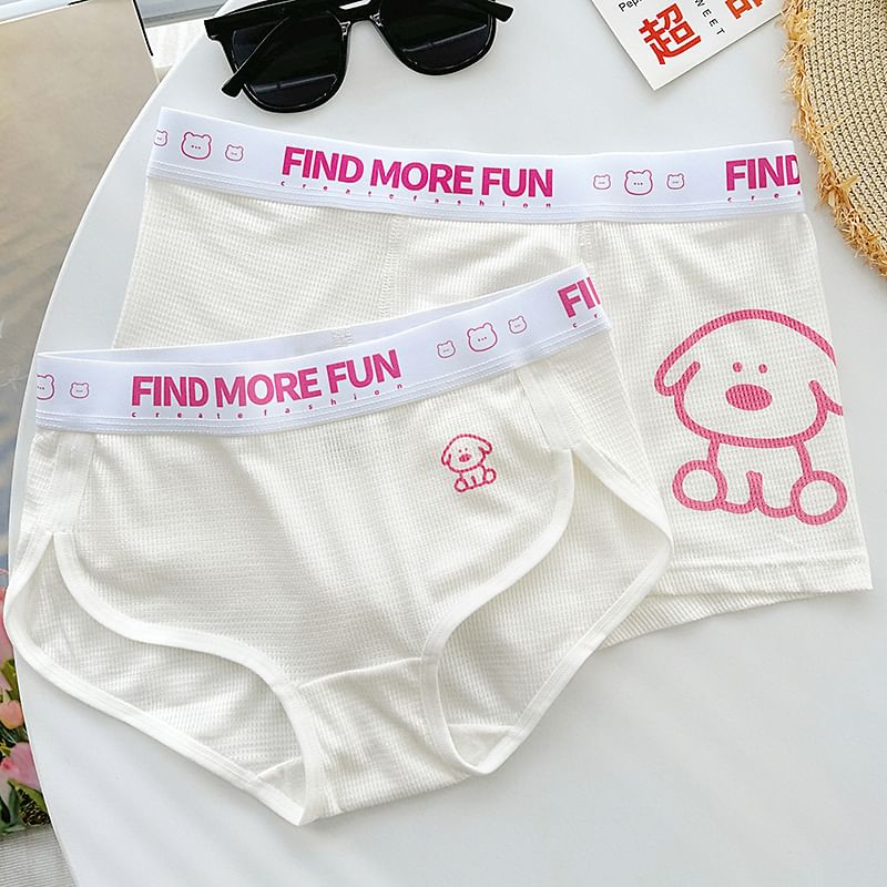 Pancherry - Matching set voor koppels: boxershort met hondenprint + panty