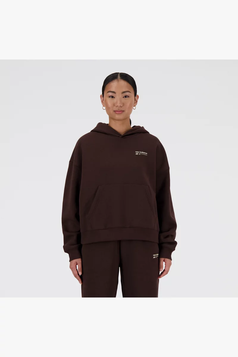 New Balance Linear Heritage Brushed Back Fleece Damen Hoodie