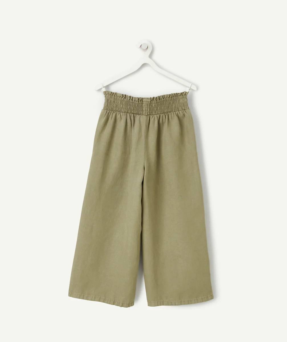 PANTALON LARGE FILLE EN VISCOSE RESPONSABLE KAKI AVEC NOEUD