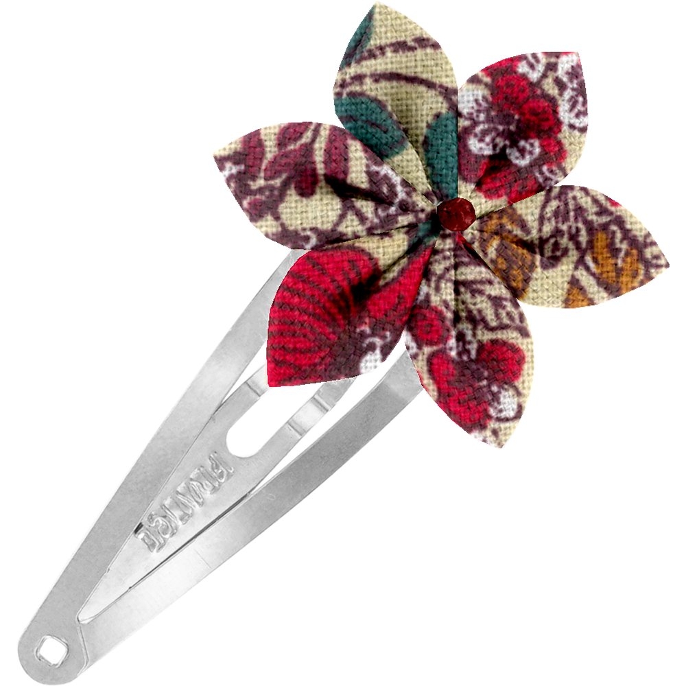 Barrette Clic-Clac Fleur Étoile Coquelicot