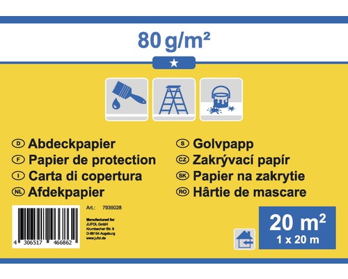 Afdekpapier, pakpapier, 1 x 20 m, 20 m²