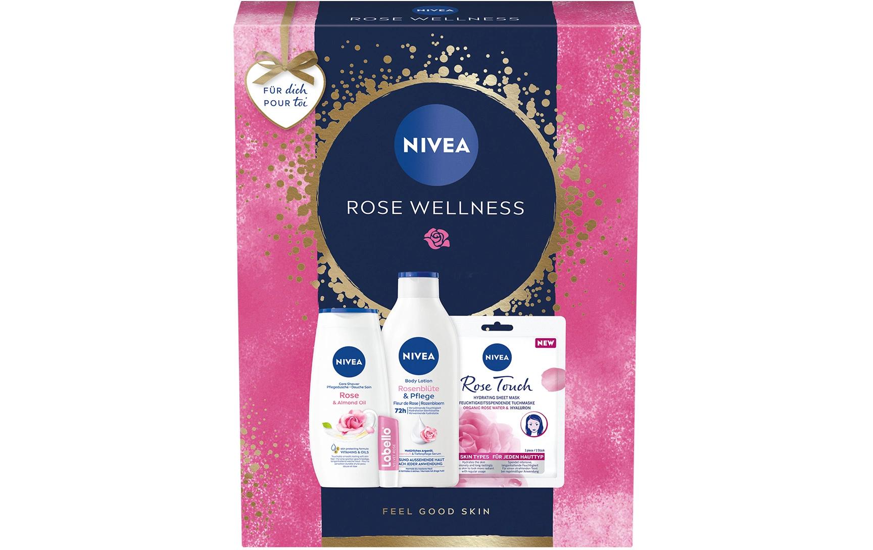 Geschenkset Rose Wellness 2024Feuchtigkeitsspendende Pflegeprodukte für Damen