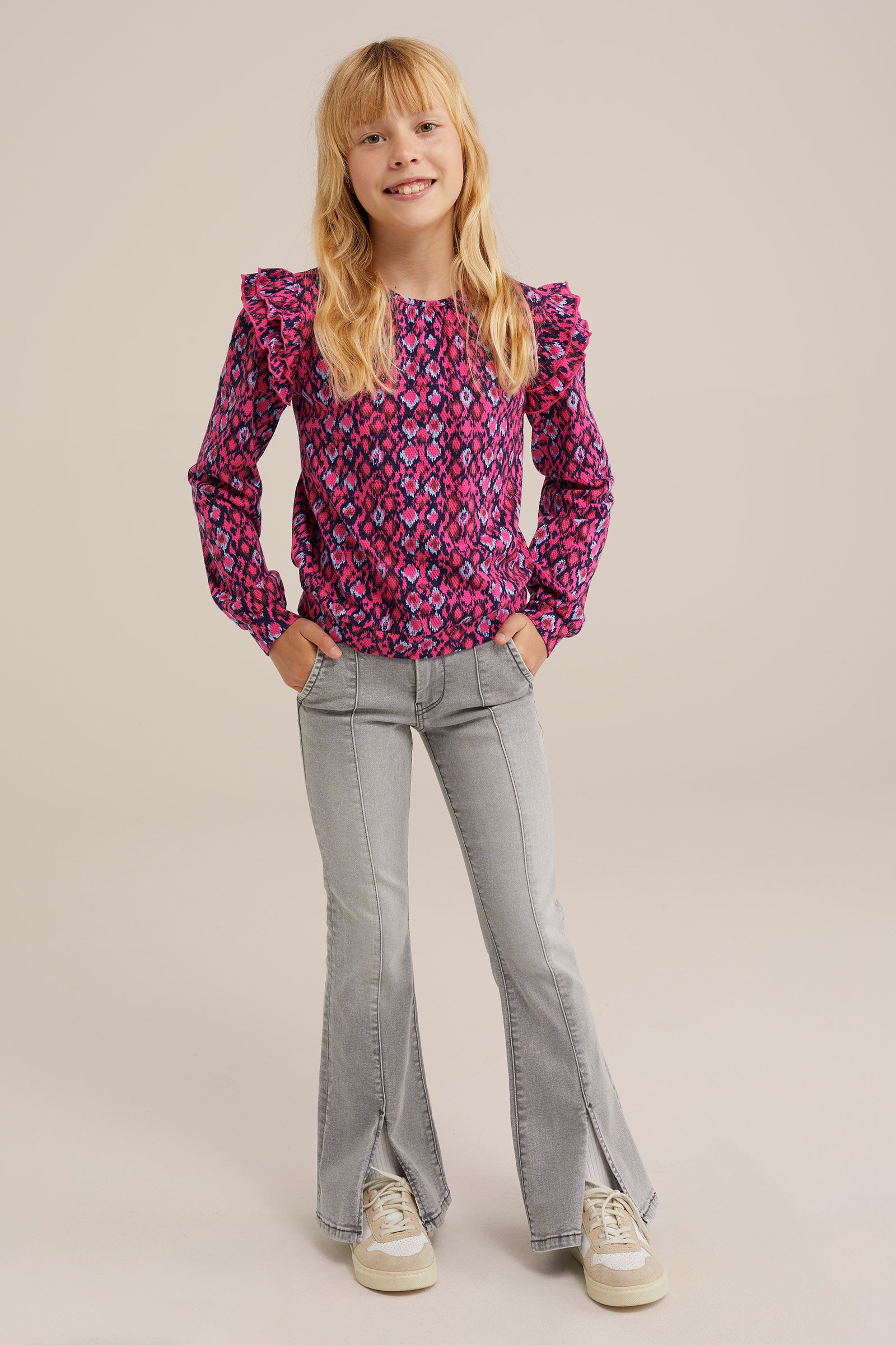 Meisjes T-shirt met dessin WE Fashion Felroze