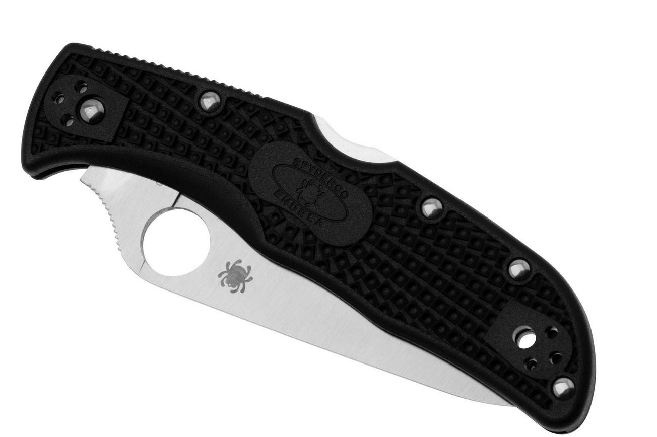 Spyderco Endela Lighweight C243SBK Black FRN, serrated zakmes