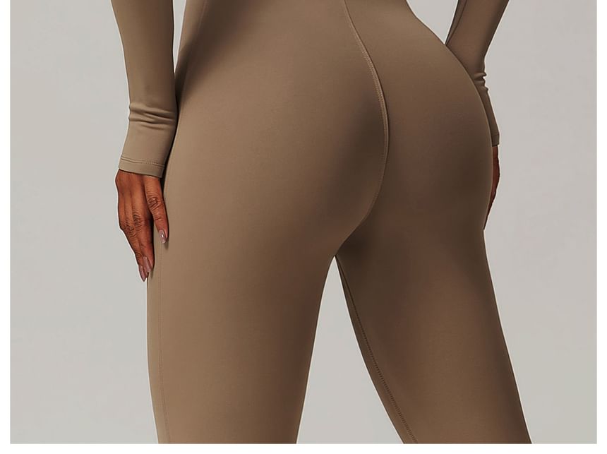 Skinniano - Lange, effen jumpsuit met halve rits