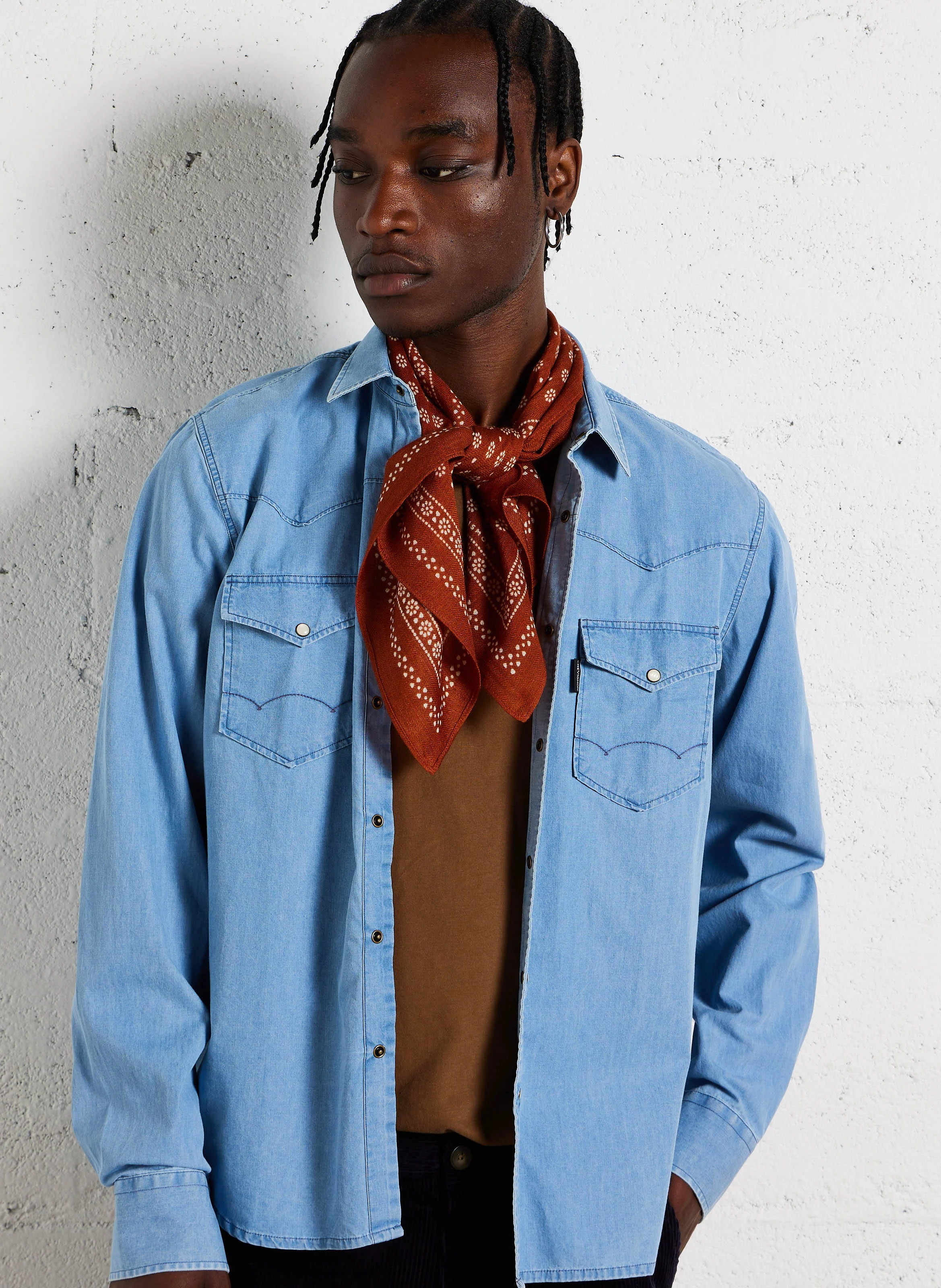 TEXAS - Surchemise droite denim en coton mélangé | Bleu