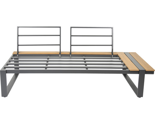 Garden Place Eila loungeset, 237 x 237 cm, 7-zits, 3-delig, inclusief tafel 120 x 70 x 69 cm in houtlook, inclusief lichtgrijze zitkussens