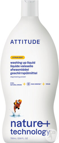 Attitude Nature + Technology Liquide Vaisselle Zeste D'Agrumes Flacon 700ml