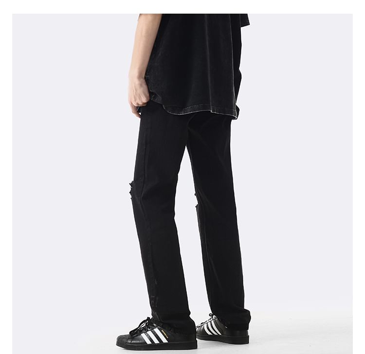 Breeson - Mid Rise Washed Distressed Loose Fit Jeans