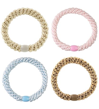 Kknekki Haargummis - 4er-Pack - Blau/leuchtetød/Beige