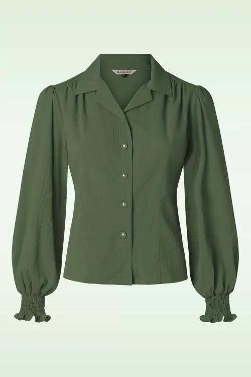 Banned Retro Bonnie blouse in olijfgroen