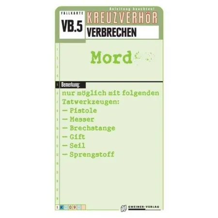 Gmeiner Spiel Kreuzverhör Krimi-Kartenspiel für zwei Ermittler