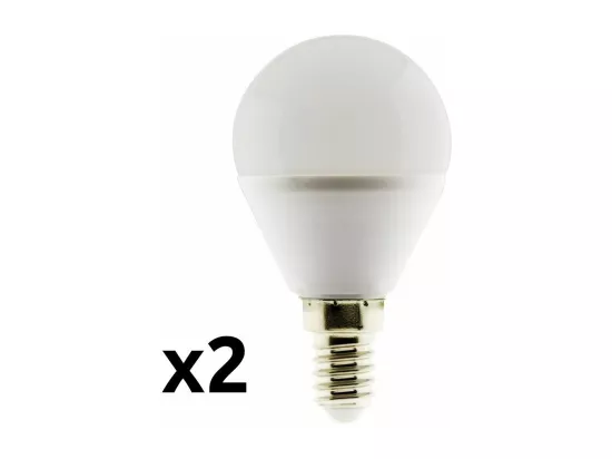 Lot de 2 ampoules LED sphériques E14 5W - Blanc chaud - 400lm 6500K - Zenitech