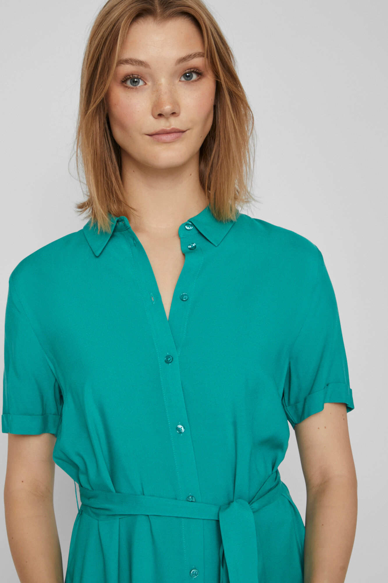 Vestido camisa de manga curta - Verde
