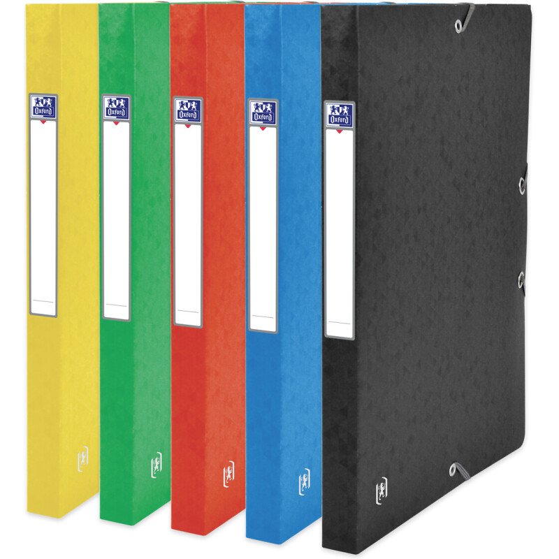 Boîte Oxford capacité standard Top File+ 24x32cm dos 25mm avec élastique couverture carte assorti
