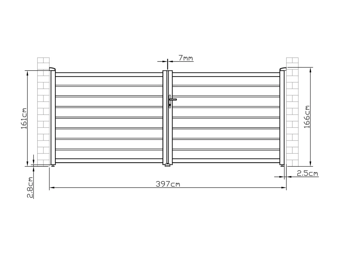 Portail électrique battant aluminium ajouré L397 x H166 cm anthracite - PRIMO