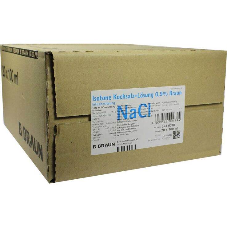 Kochsalzlösung 0,9% Glasflasche, 20X100 ml