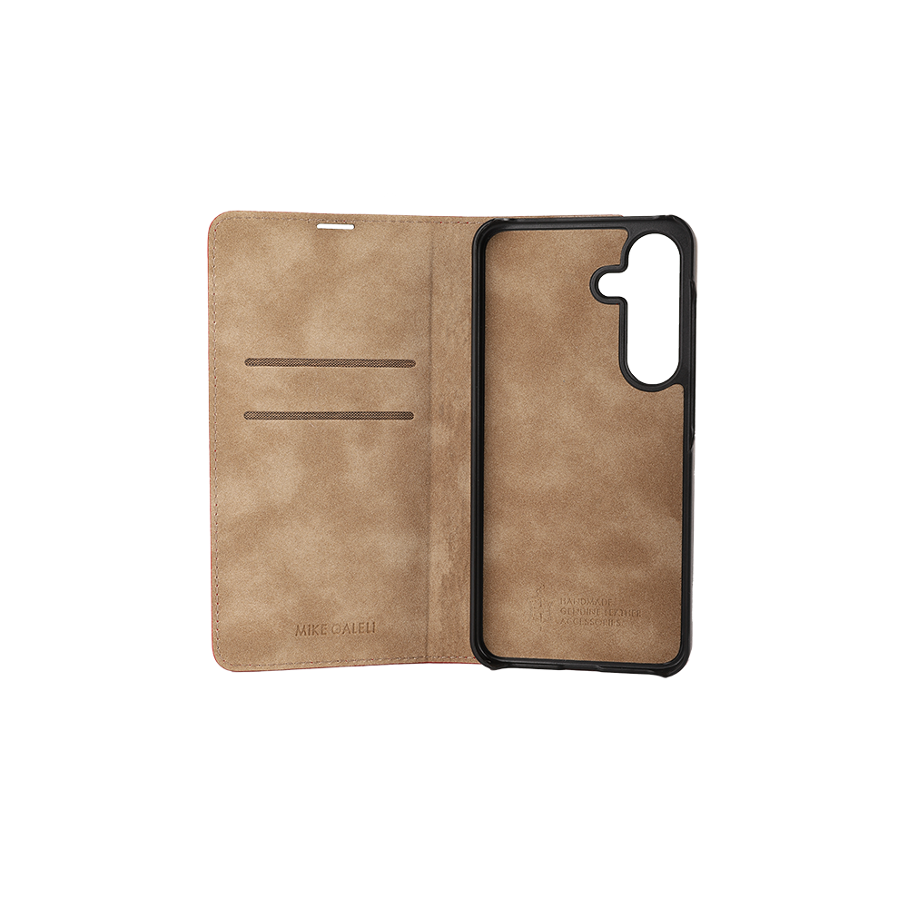 Samsung Galaxy S25  Plus Echtleder Book Case Tasche Flip Cover Hand Made (MARCS25P-M04) - Cherry Tomato