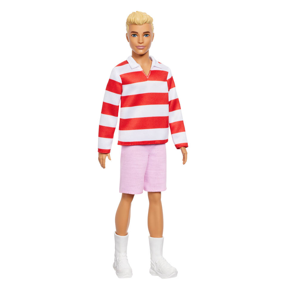 Ken fashionista pop met gestreept rood-wit shirt