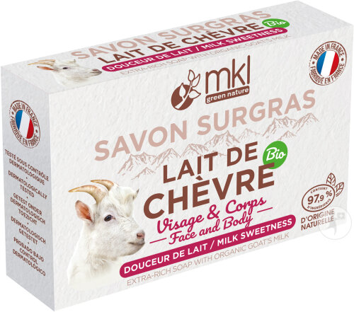 MKL Green Nature Savon Surgras Lait De Chèvre Bio Visage Et Corps Douceur De Lait 100g