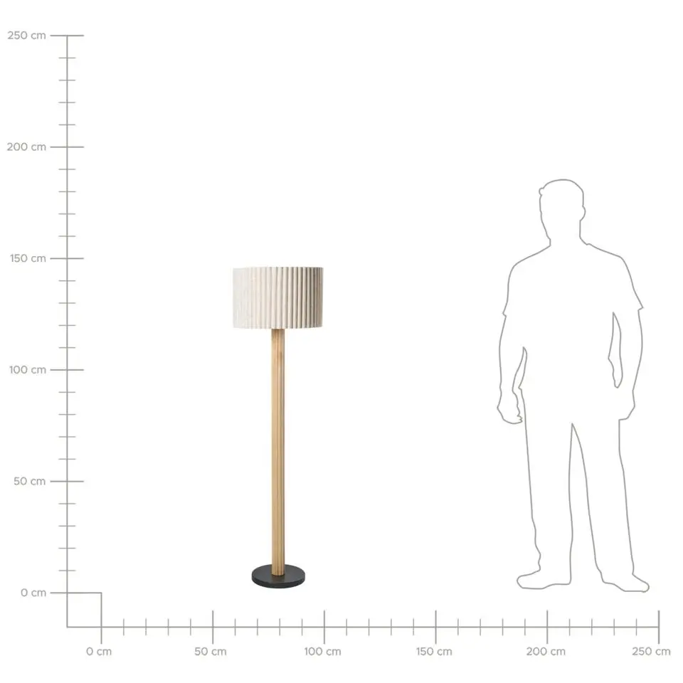 BELESSA - Staande lamp - Lichtbeige - Linnen/Rubberhout
