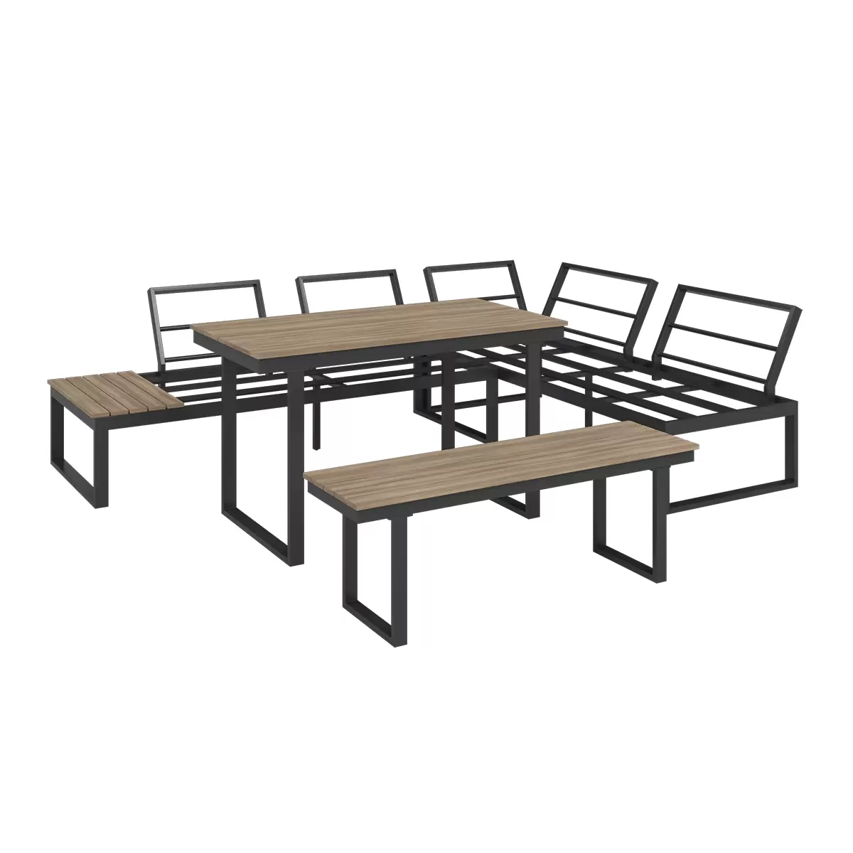 Beldano Loungegarnitur Bern 3-teilig anthrazit,natur