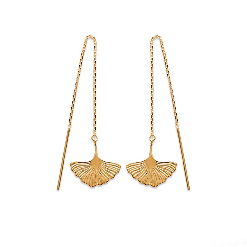 Boucles d'oreilles pendantes feuille de GINKGO - Bijoux Privés Discovery