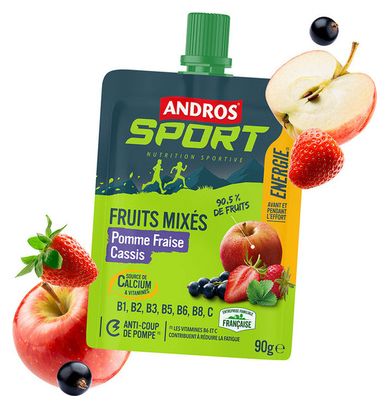 Purées énergétiques Andros Sport Fruits mixés Pomme/Cassis - 4x90g
