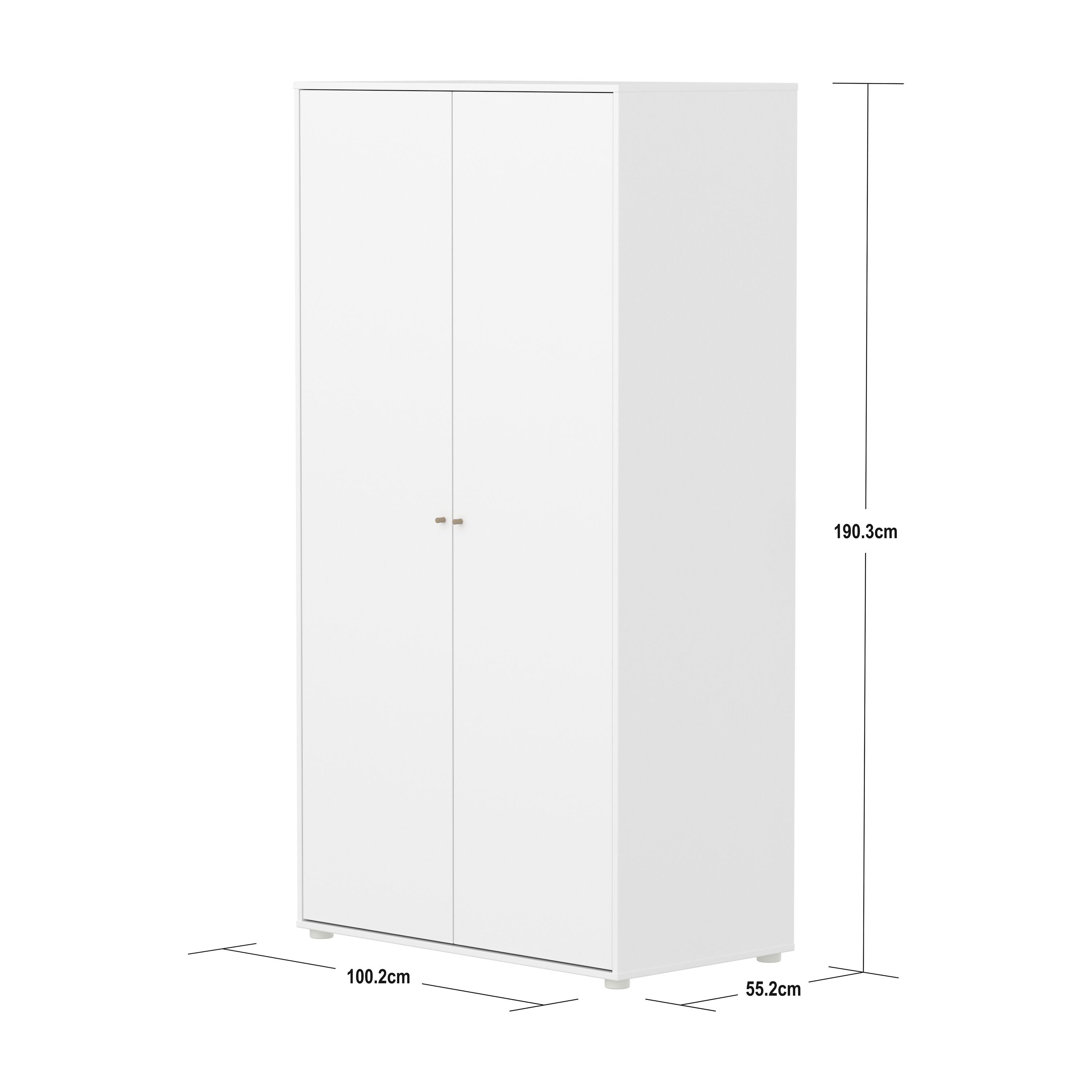 Flexa SAGA Schrank - Weiss / B: 100.0 cm x T: 55.0 cm x H: 190.0 cm