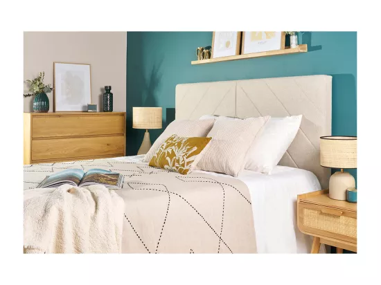 Tête de lit en tissu effet velours beige L160 cm AVAH