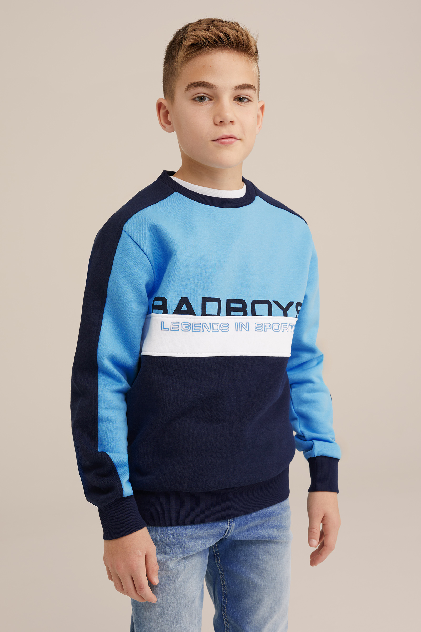 Jongens trui met colourblock Bad Boys Blauw