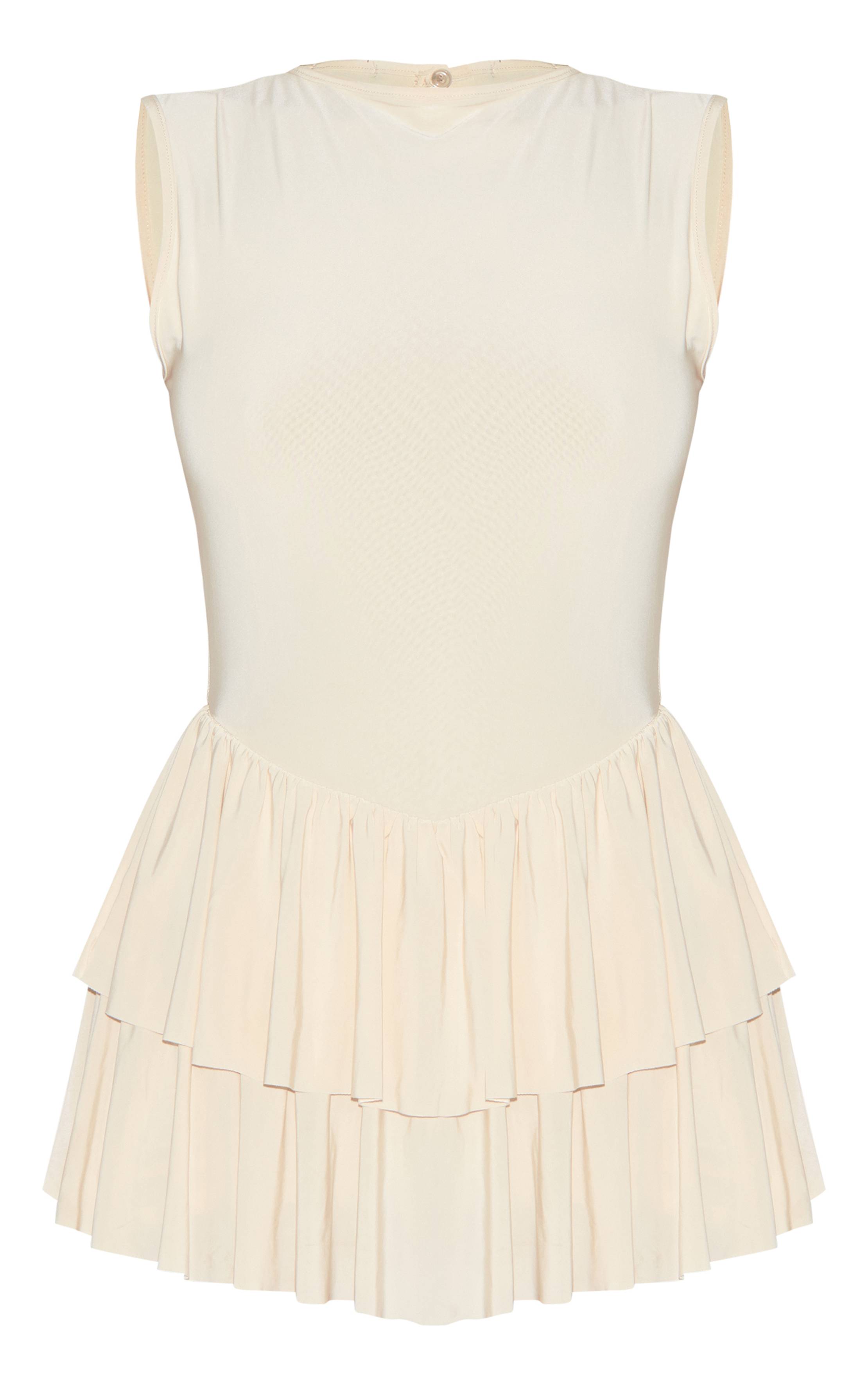 Amande Combi-short Jupe-culotte À Volants En Tissu Slinky Double Épaisseur