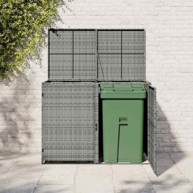 vidaXL Containerberging Dubbel - Antraciet - Poly Rattan - Geschikt Voor 2 Containers