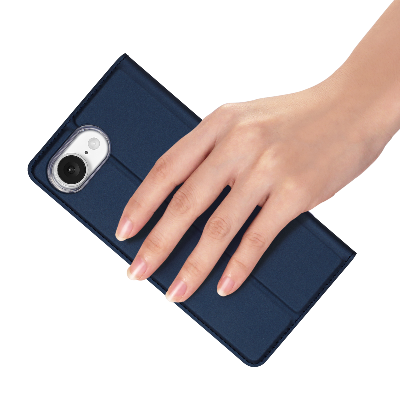 iPhone 16e Flip Wallet Cover Leder Tasche - Blau
