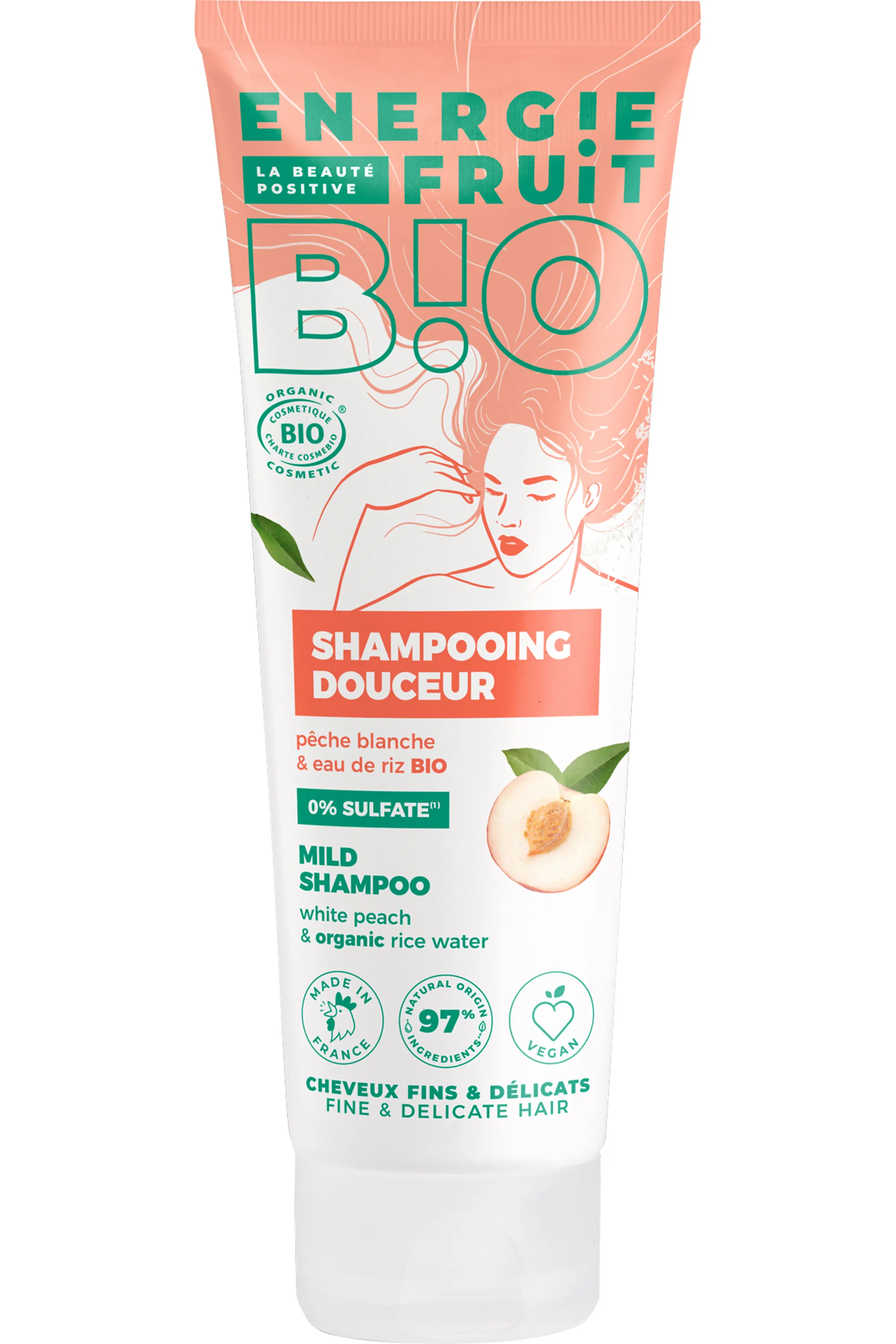 Energie Fruit Shampoing pour cheveux fins à la pêche blanche et à eau de riz-250 ml
