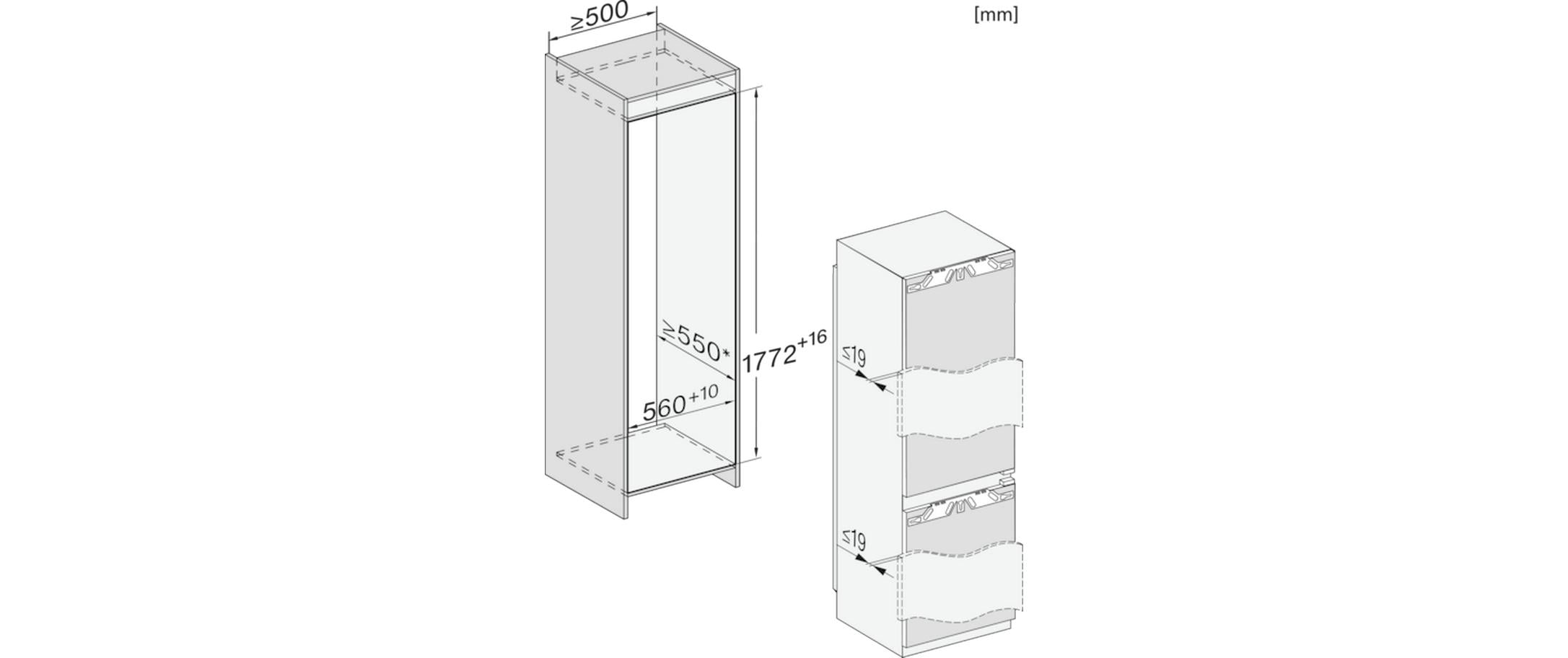 Einbau-Kühl-Gefrierkombination KFN 7774 C Rechts/Wechselbar<br>Kombigerät mit Kühlschrank und Gefrierschrank