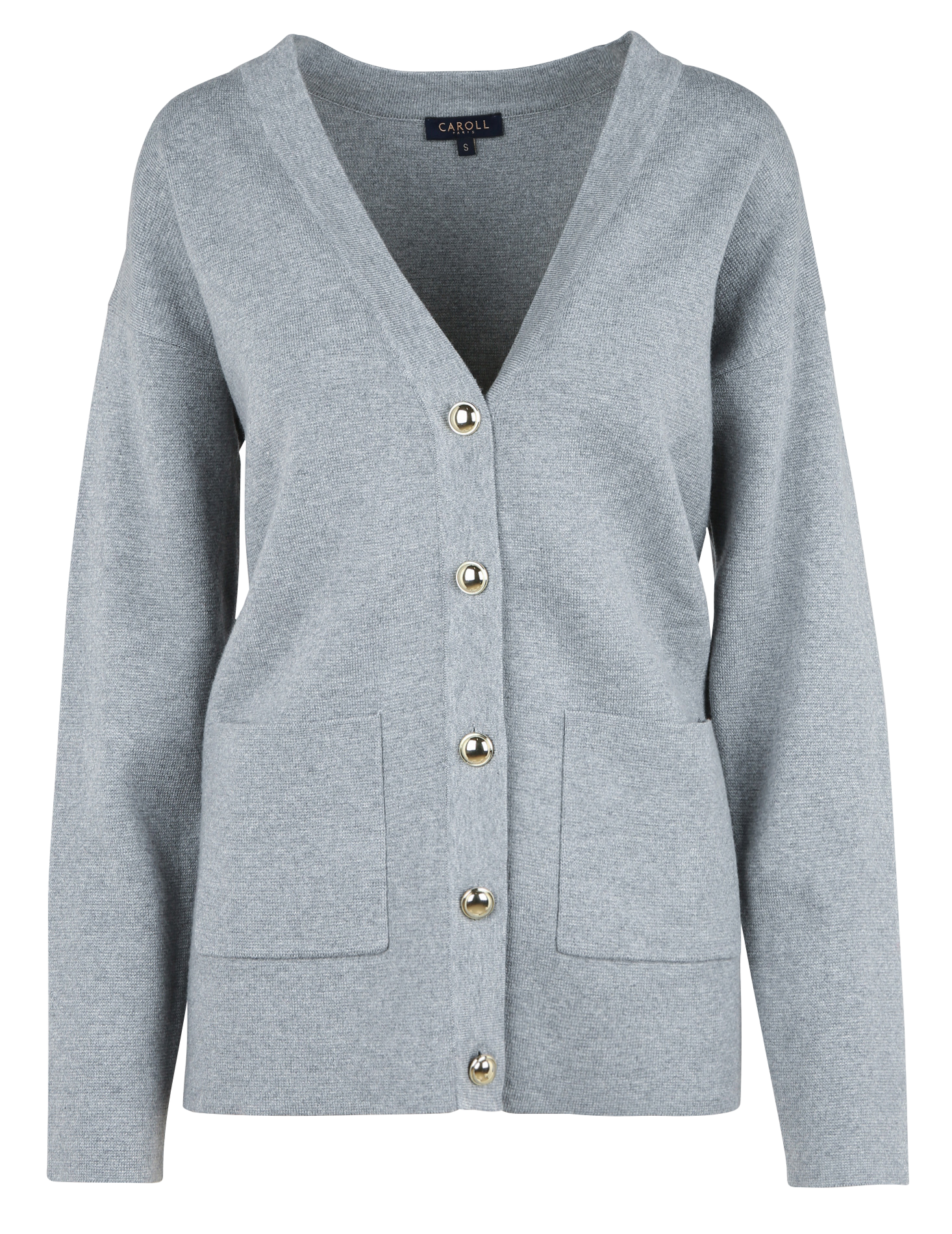 MAXWEL - Gilet col V en coton mélangé | Gris