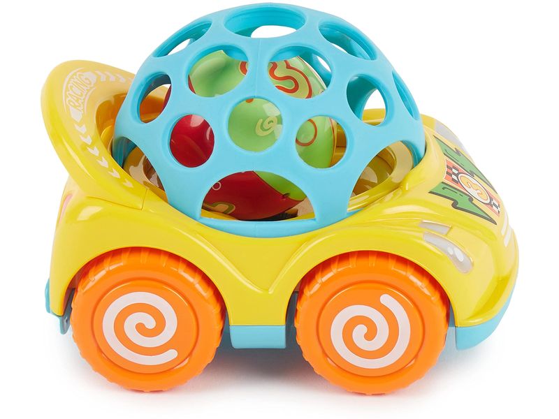 bieco Beschäftigungsspielzeug Rückziehauto mit Pop Rassel Rennauto mit lustigem Klappergeräusch